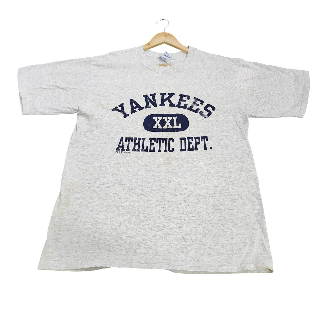 Vintage New York Yankees Shirt Mens L Gray MLB Baseball Russell Athletic Tee